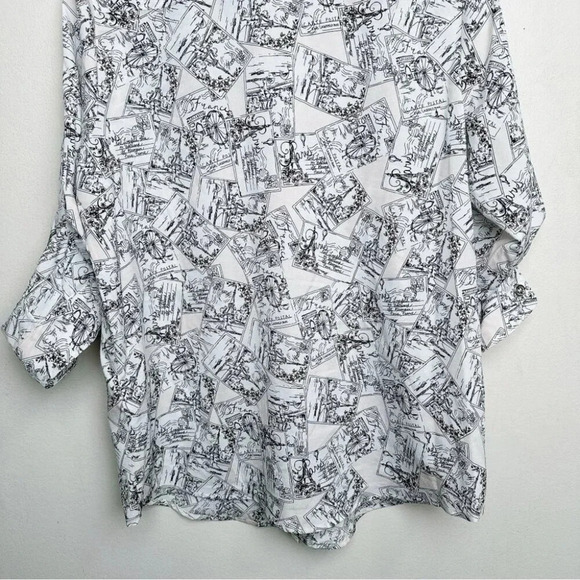 Karl Lagerfeld Womens Size Large Paris Whimsical  Roll Sleeve Blouse - Picture 14 of 15